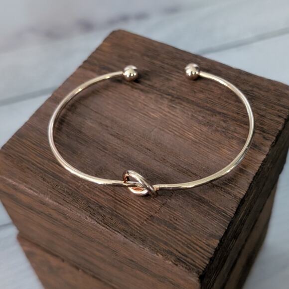 Gold Tone Cuff Bracelet with Knot Design - Picture 5 of 5